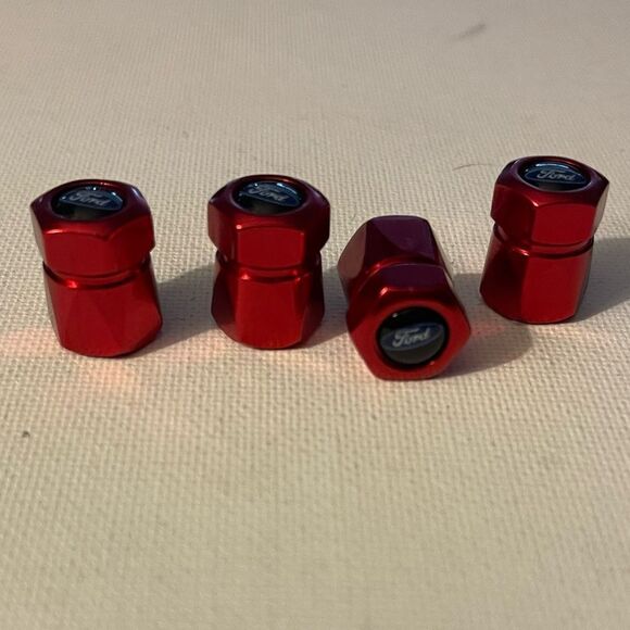 Ford logo valve Stem caps in Red set of 4 NWT - Picture 2 of 4